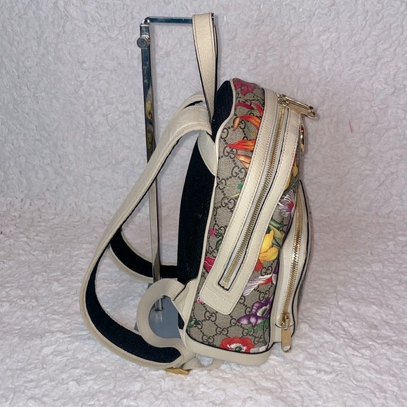 Gucci GG Ophidida Supreme Floral Multicolored Leather & Coated Canvas Backpack - Picture 6 of 17